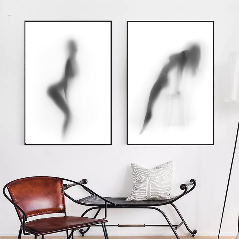 Foggy Glass Woman Canvas Posters