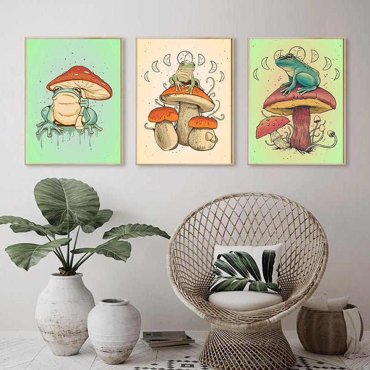 Frog Mushroom Canvas Posters