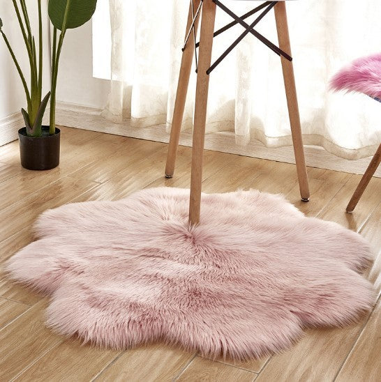 Floral Faux Fur Accent Rug (9 Color Options)