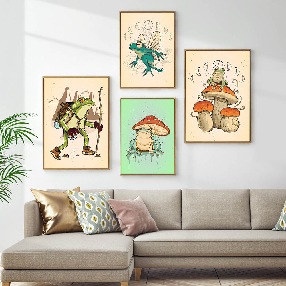 Frog Mushroom Canvas Posters