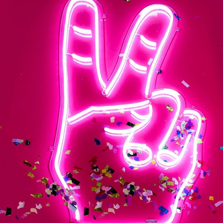 Pink Peace Out Neon Sign