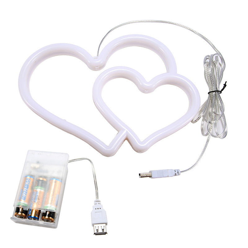 Two Hearts Neon Light (5 Color Options)