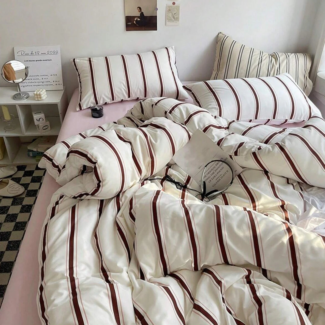 Red Stripe Bedding Set