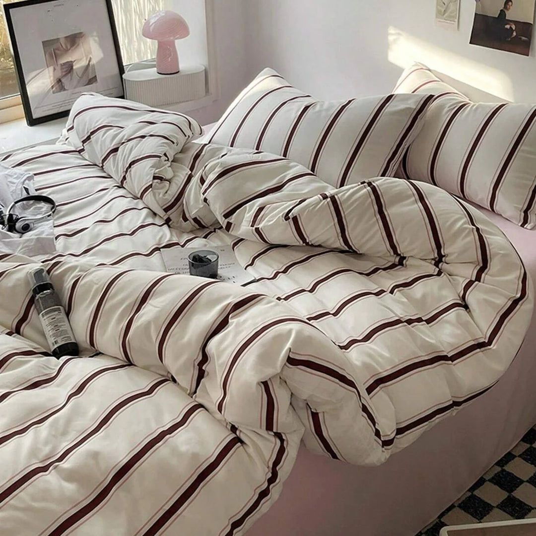 Red Stripe Bedding Set