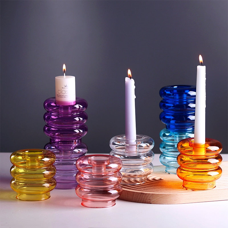 Retro Glass Donut Candle Holder