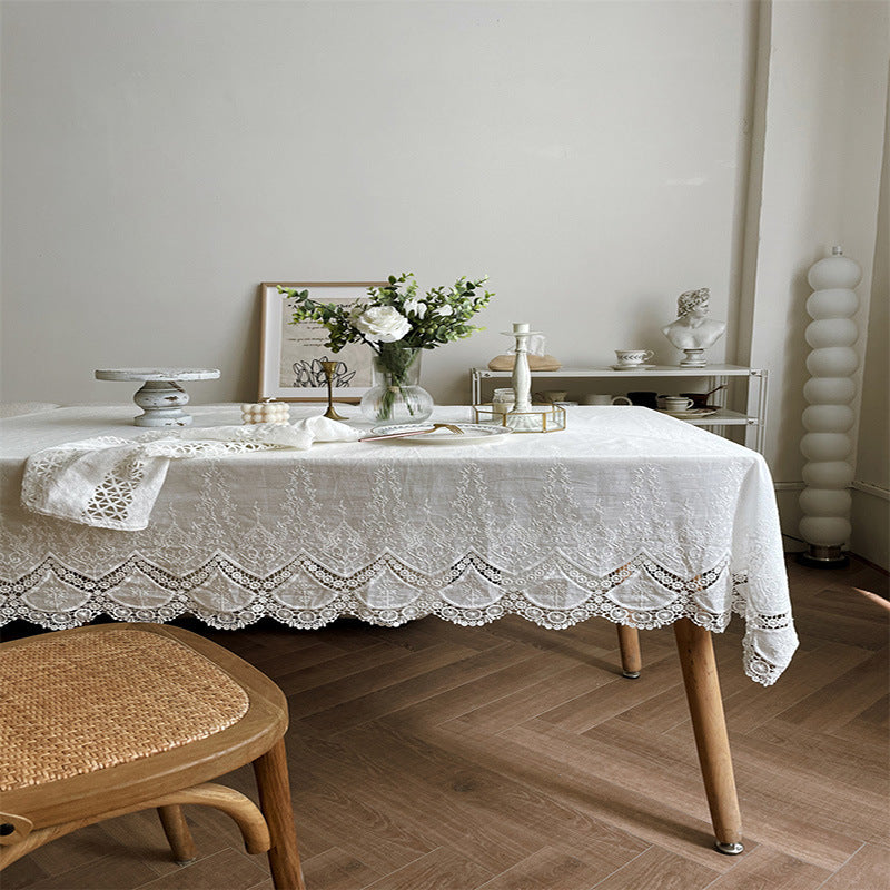 French White Lace Tablecloth