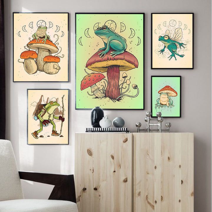 Frog Mushroom Canvas Posters