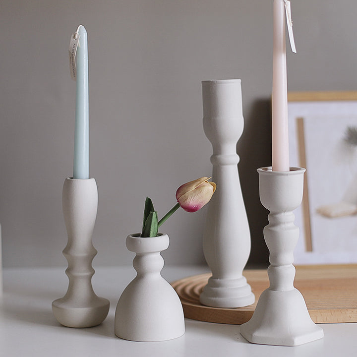 White Ceramic Candle Holder