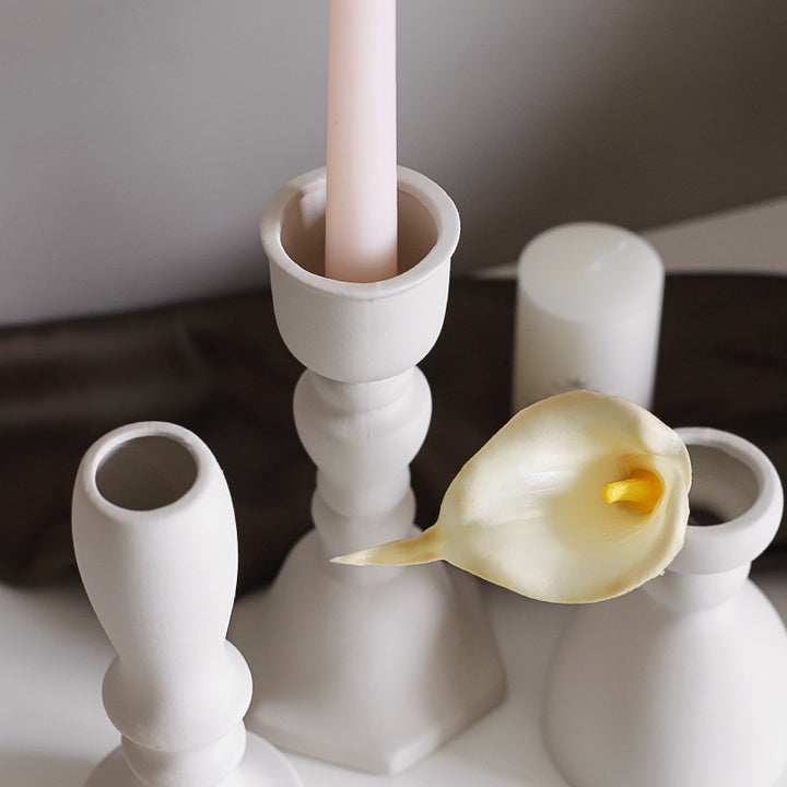 White Ceramic Candle Holder