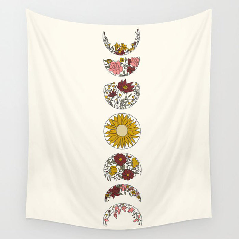 Floral Phases Of The Moon Tapestry