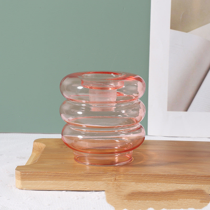 Retro Glass Donut Candle Holder