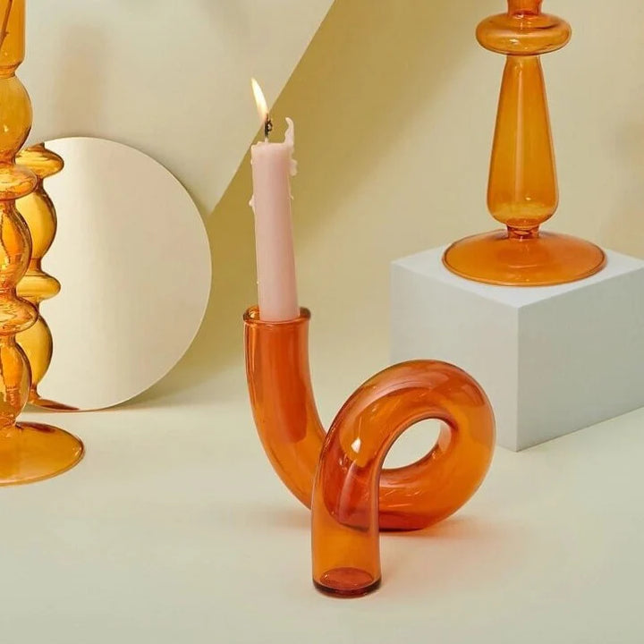 Modern Twist Glass Candle Holder