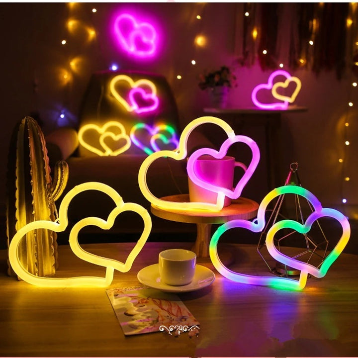 Two Hearts Neon Light (5 Color Options)