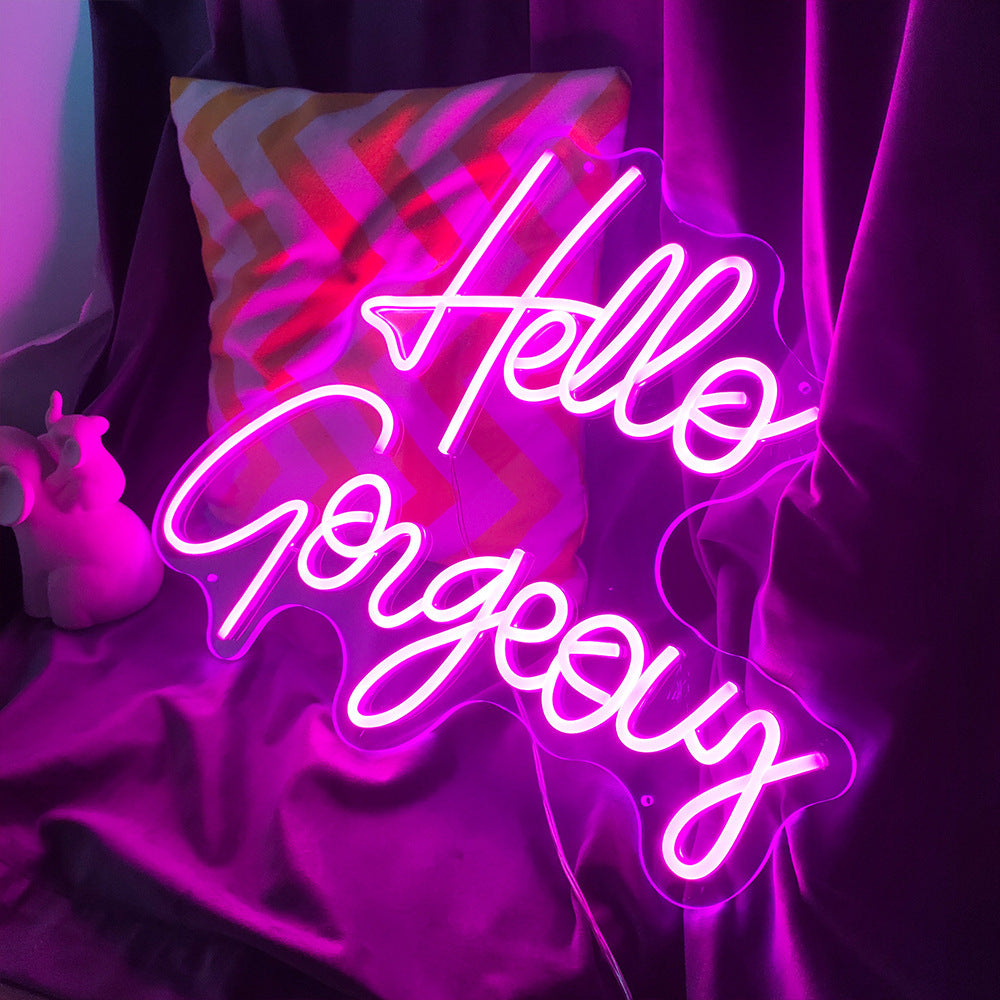 Pink Hello Gorgeous Neon Light