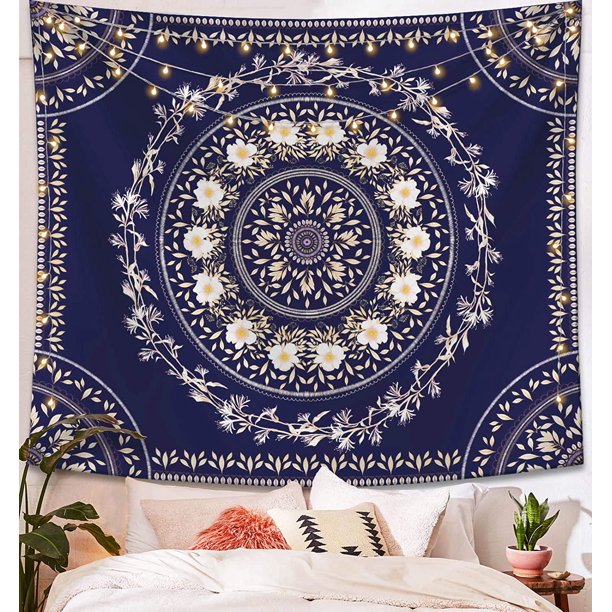 Navy Mandala Tapestry