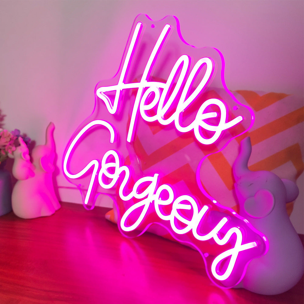 Pink Hello Gorgeous Neon Light