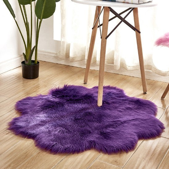 Floral Faux Fur Accent Rug (9 Color Options)