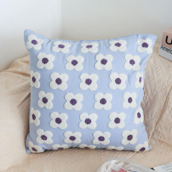 Embroidered Daisies Throw Pillow Covers