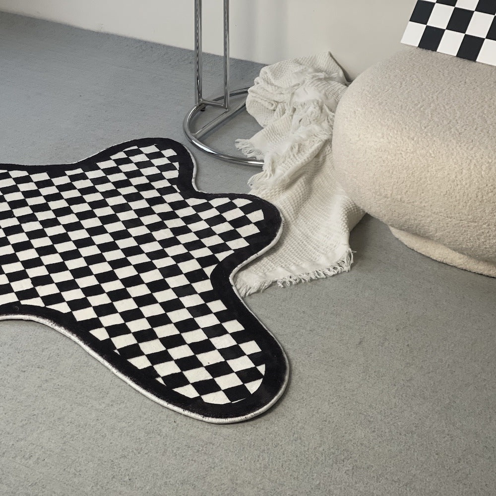 Checkerboard Irregular Blob Accent Rug (2 Color Options)