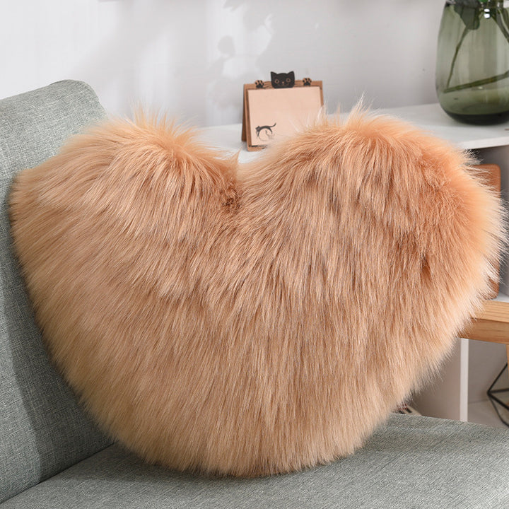 Fluffy Heart Throw Pillow