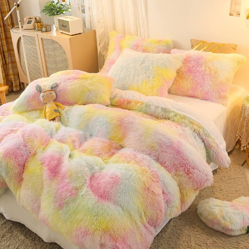 Rainbow Fluffy Bedding Set