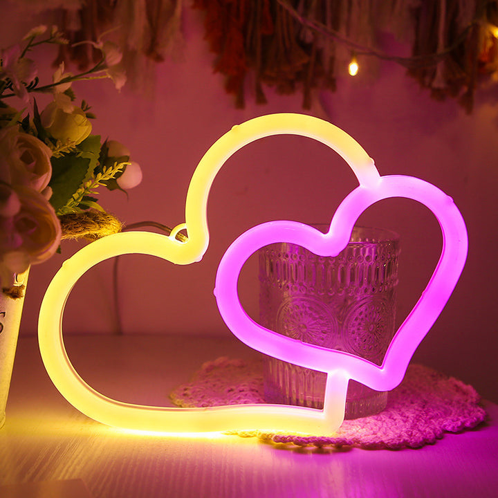 Two Hearts Neon Light (5 Color Options)