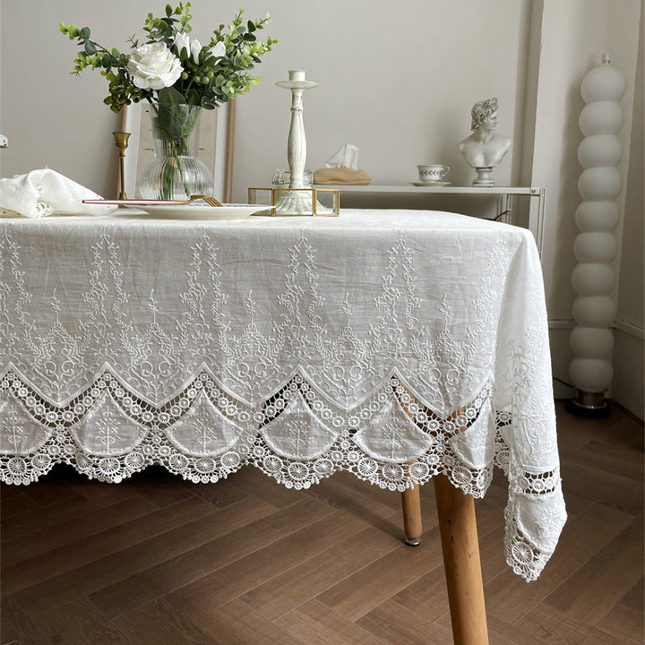 French White Lace Tablecloth