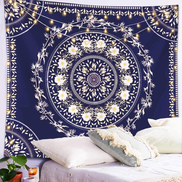 Navy Mandala Tapestry