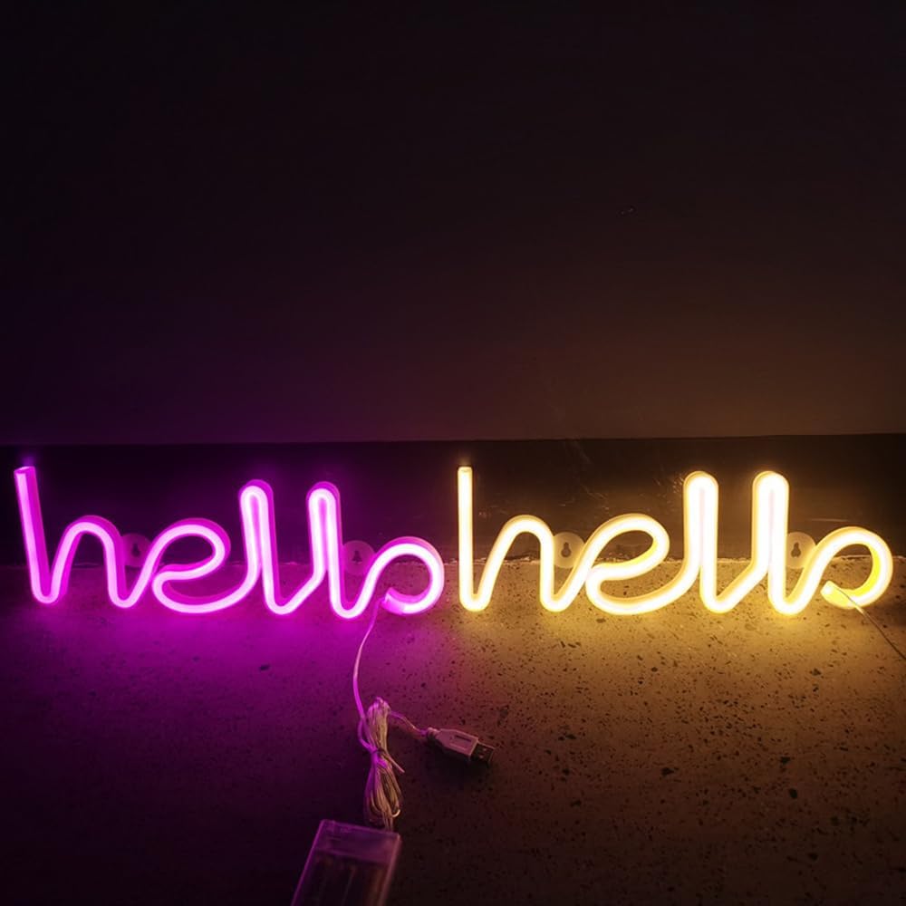 Hello Cursive Neon Light (2 Color Options)