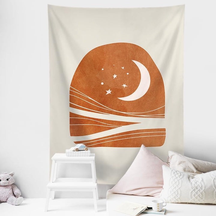 Night Crescent Moon Tapestry