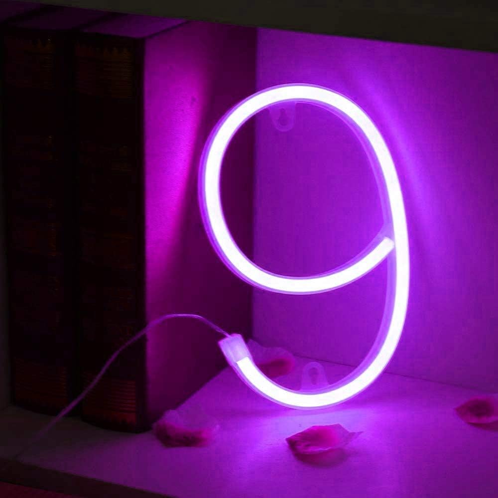 Purple Letter/Number Neon Light