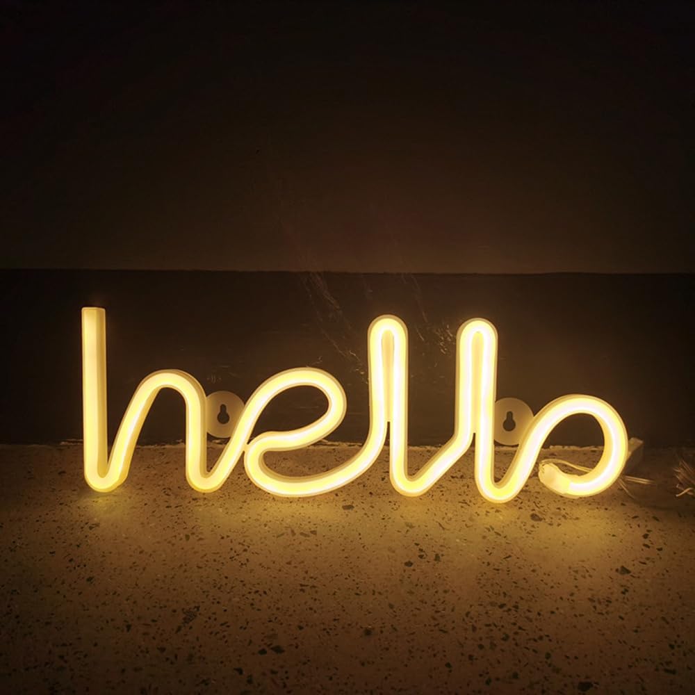 Hello Cursive Neon Light (2 Color Options)