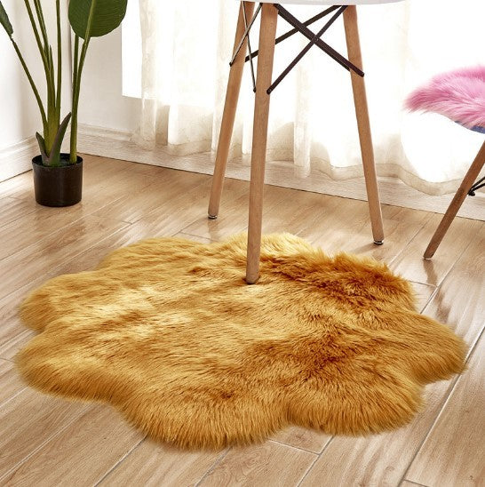 Floral Faux Fur Accent Rug (9 Color Options)