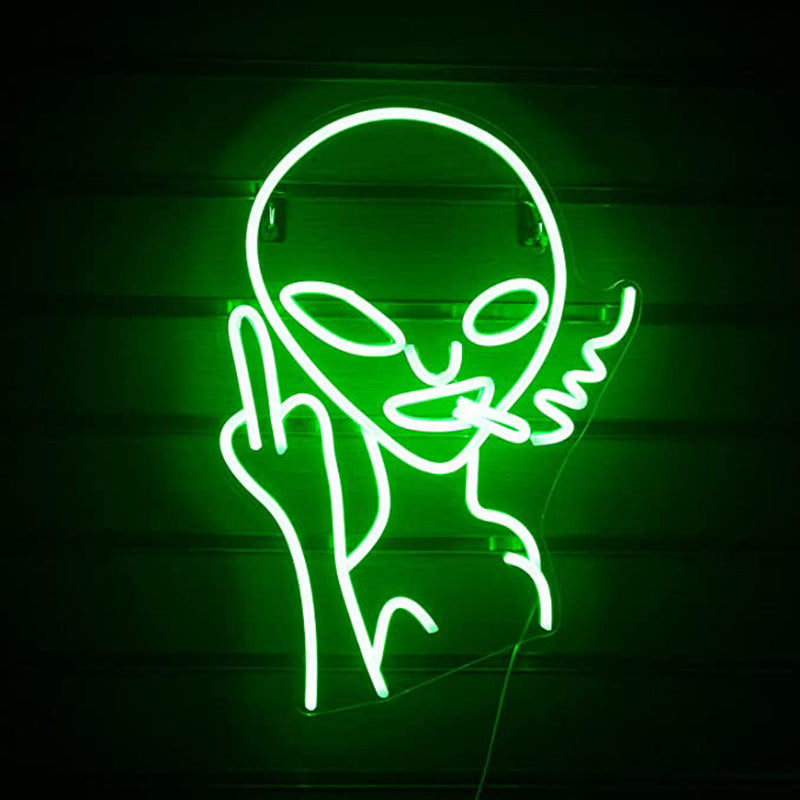 Smoking Alien Neon Light