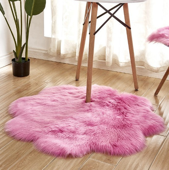 Floral Faux Fur Accent Rug (9 Color Options)