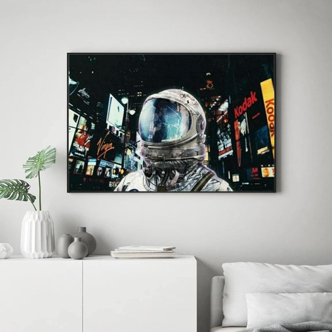 Astronaut In Times Square Canvas Poster