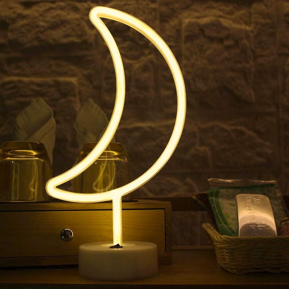 Crescent Moon Table Neon Light