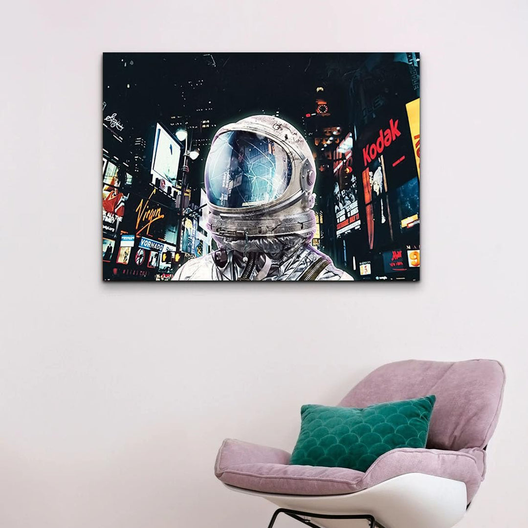 Astronaut In Times Square Canvas Poster