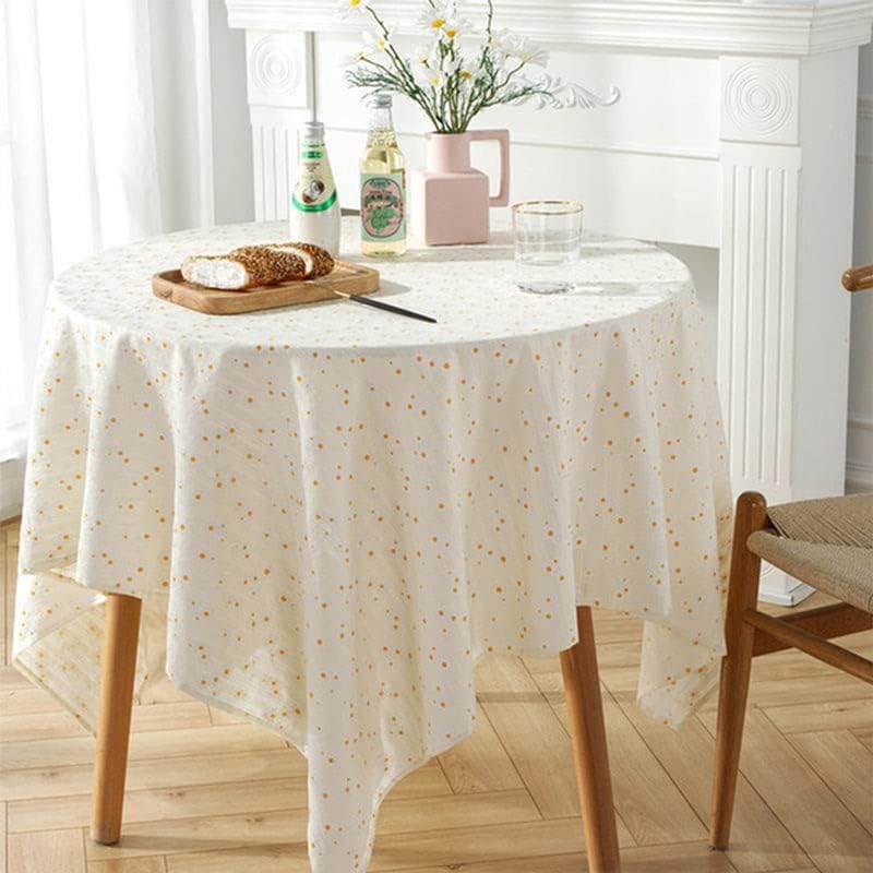 Daisy Embroidered Linen Tablecloth