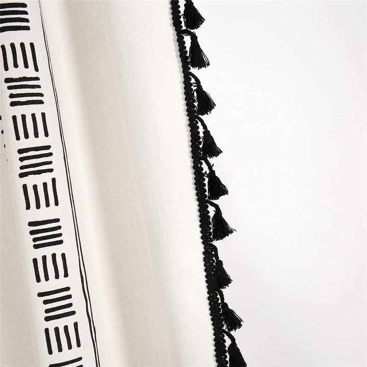 Bohemian Black Pattern Linen Curtain