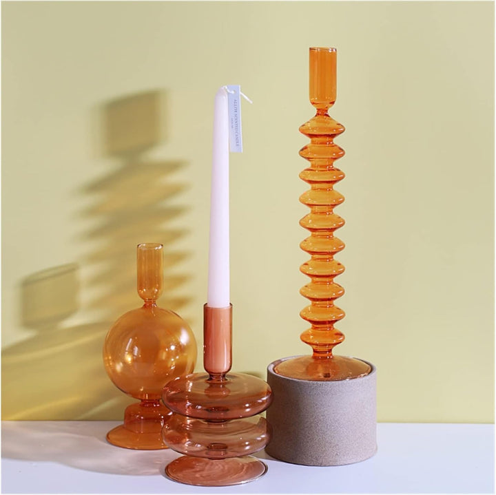 Retro Abstract Glass Candle Holder