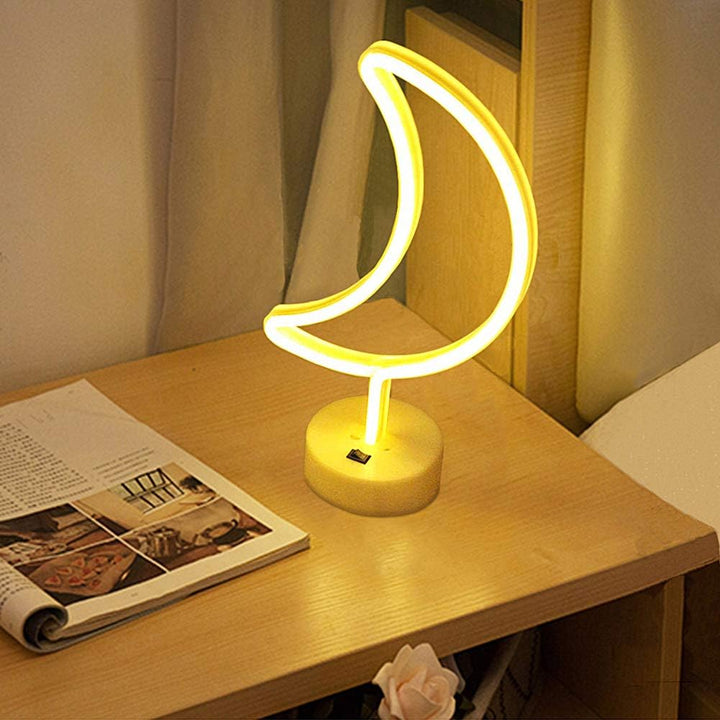 Crescent Moon Table Neon Light