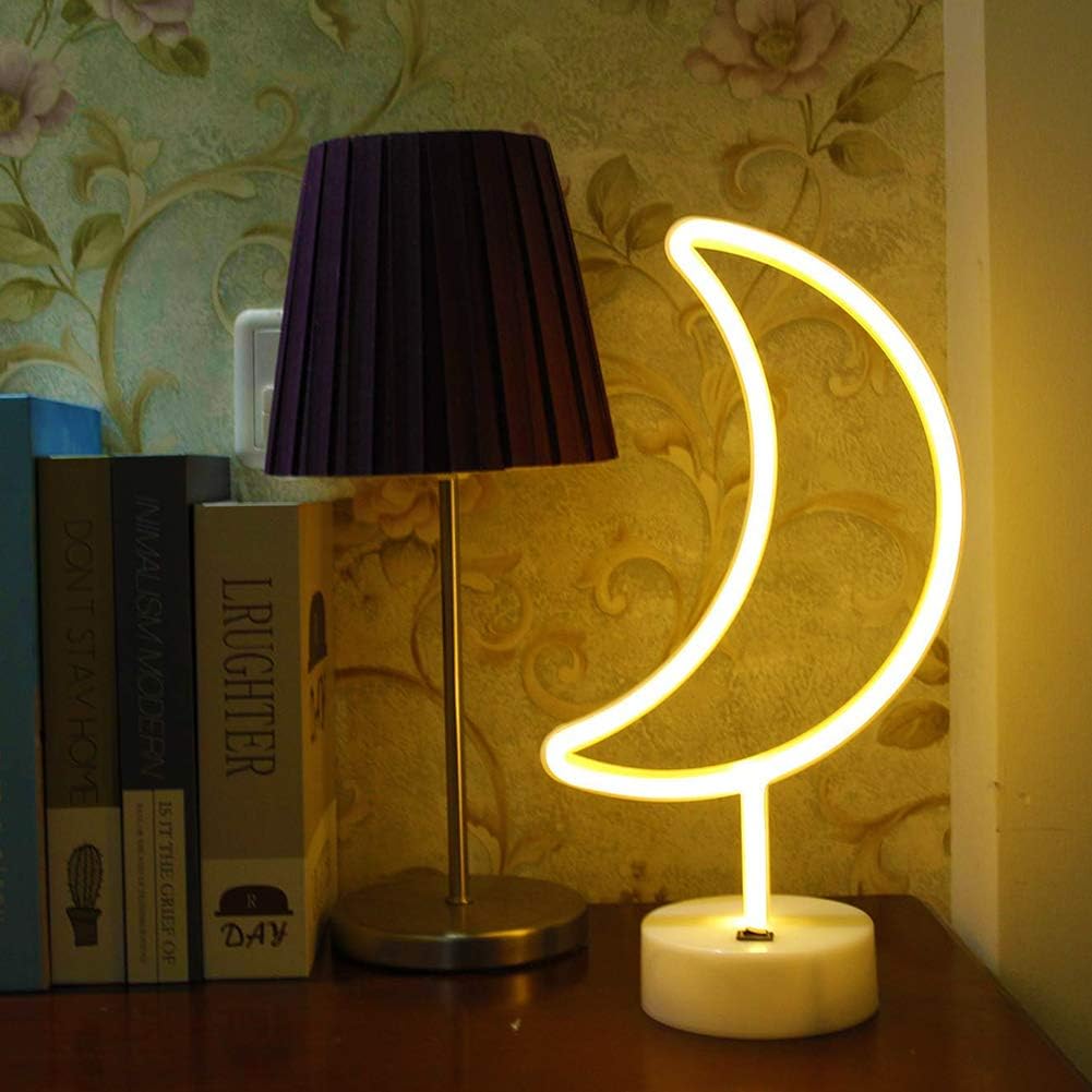 Crescent Moon Table Neon Light