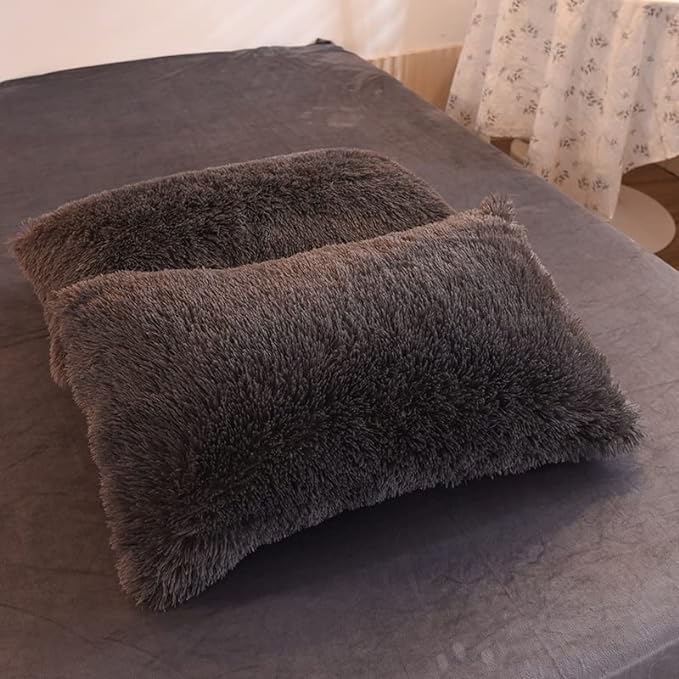 Fluffy Bedding Set - Deep Gray