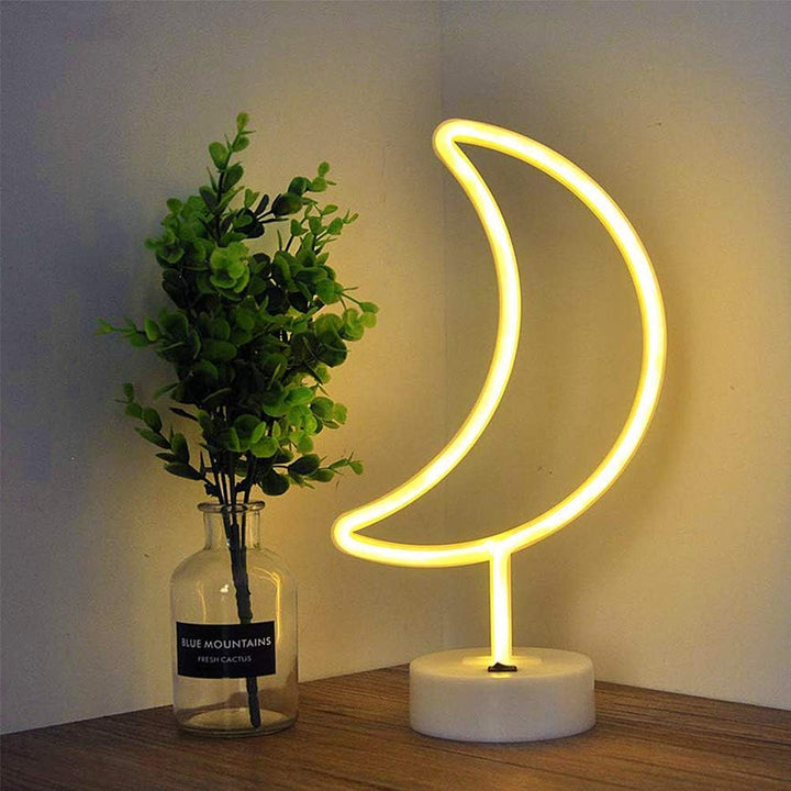 Crescent Moon Table Neon Light