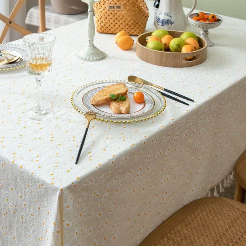 Daisy Embroidered Linen Tablecloth