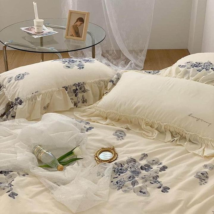 Flower Ink French Ruffles Bedding Set