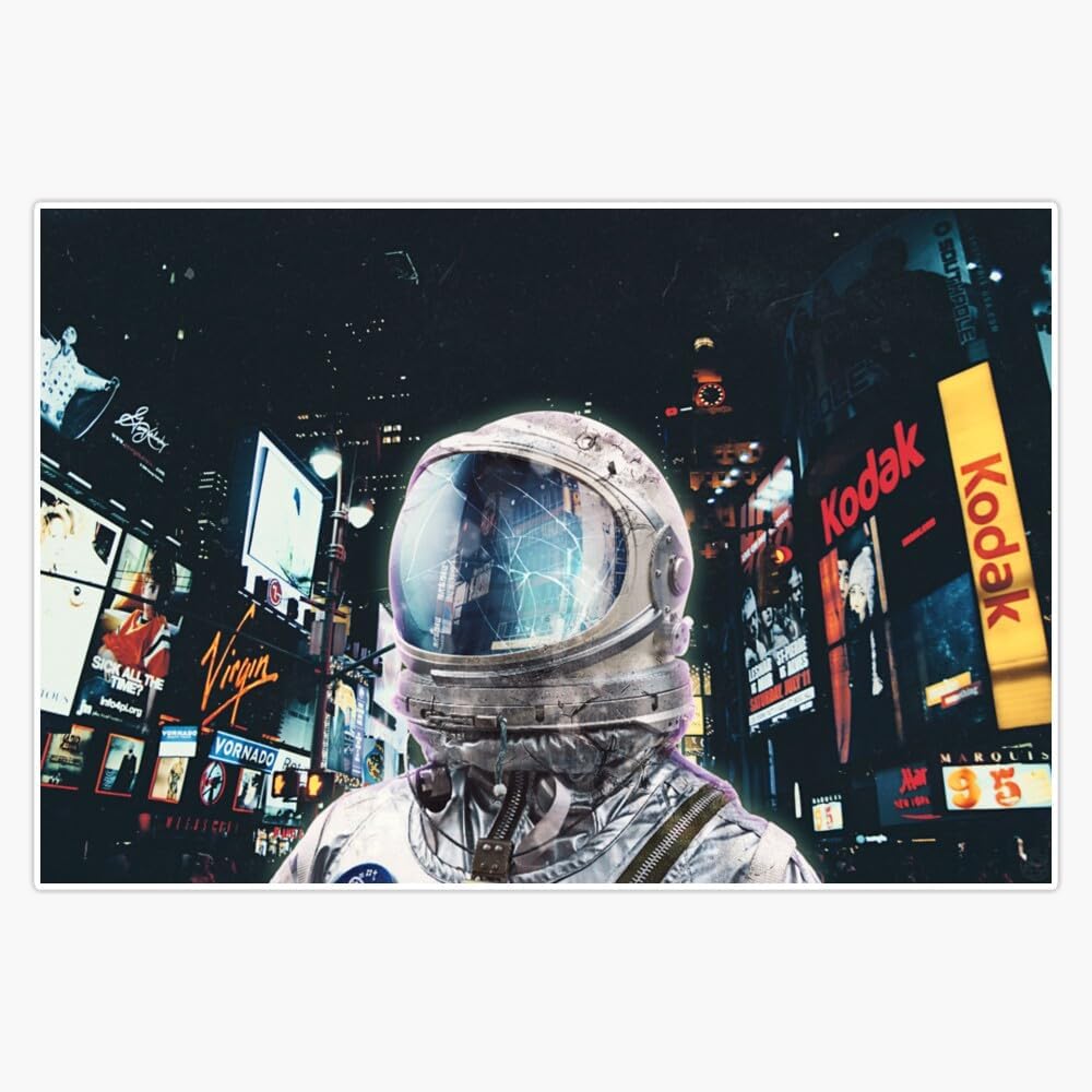 Astronaut In Times Square Canvas Poster