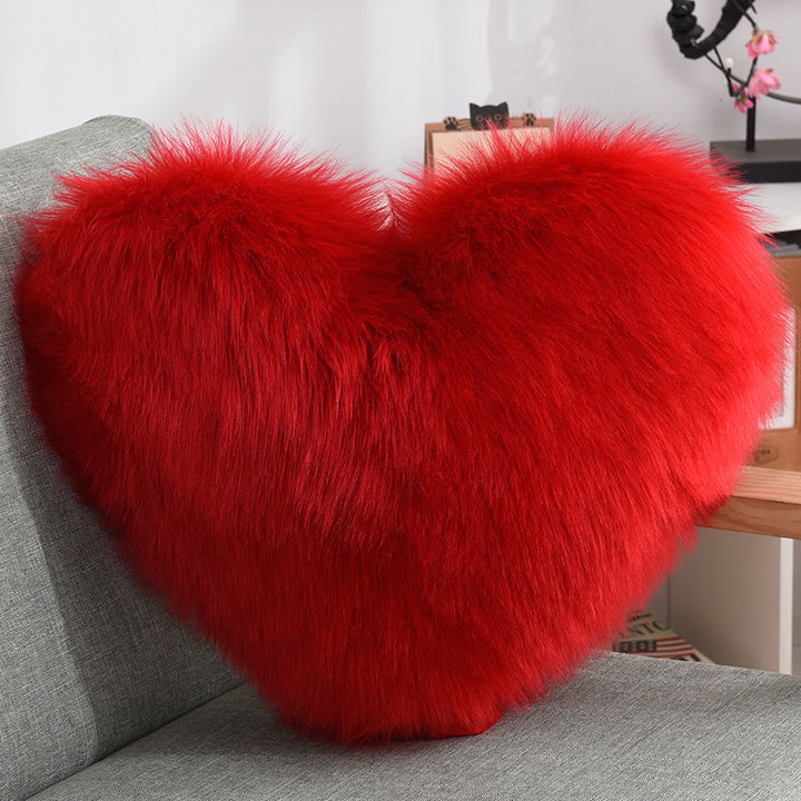 Fluffy Heart Throw Pillow