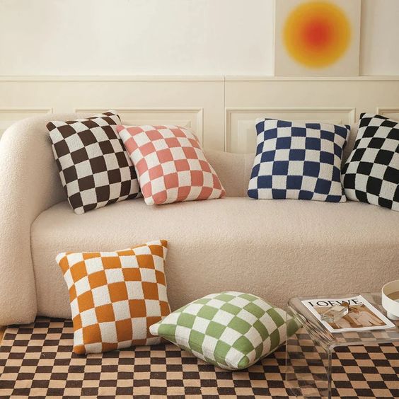 Checkerboard Throw Pillow Cover